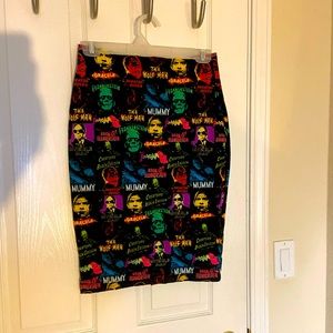 Vintage monster print pencil skirt small